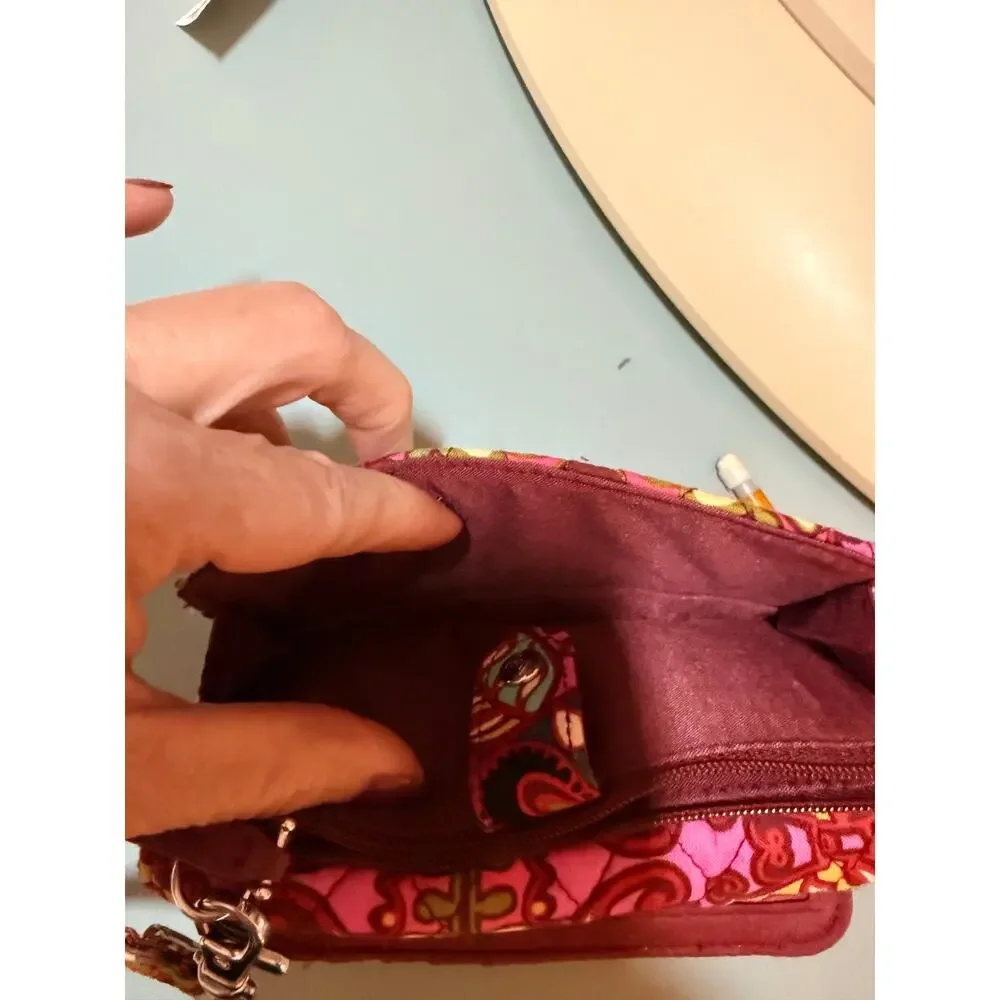 Quilted cotton Vera Bradley wristlet wallet Red Resort Medallion paisley pattern